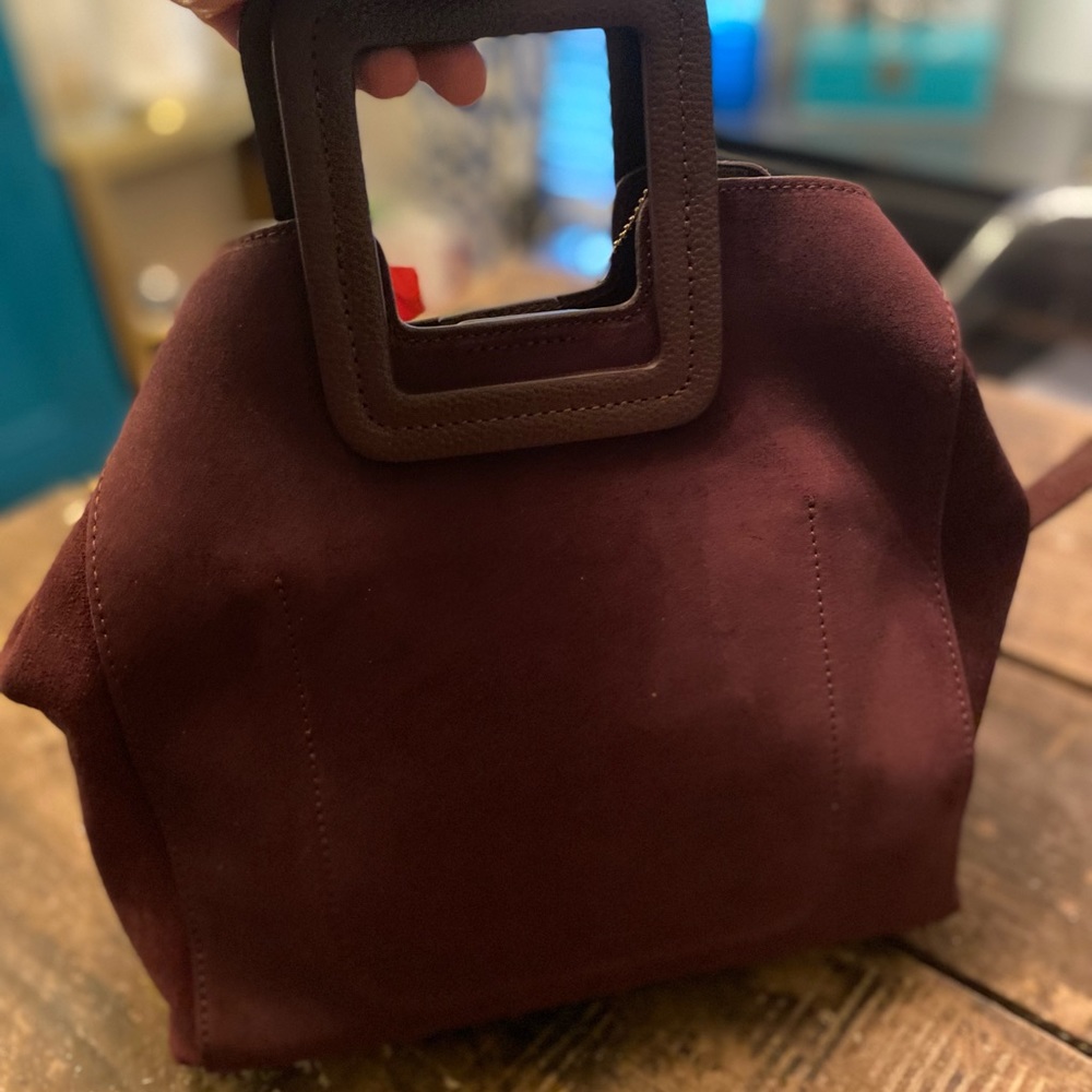 Merlot suede square handle bag TMRW Studio